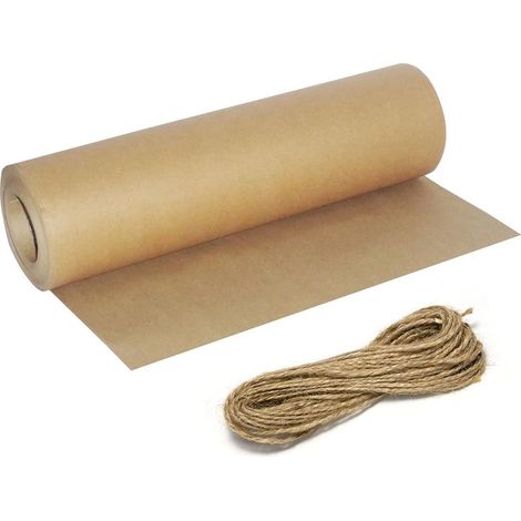 Baxcdyswe Papier Kraft Rouleau, 30cm30m Cadeau Kraft Rouleau avec 20m de Ficelle, Papier Recyclé Naturel, Emballage Brun Idéal pour l'Artisanat, Petits Emballages Cadeaux, Mariage, Anniversaire (1/5)