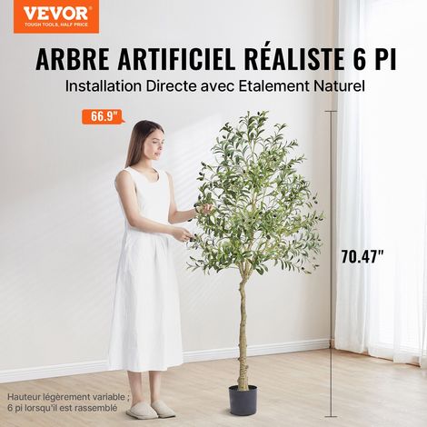 Arbre Artificiel 179 cm Plante Artificielle PE Haut Olivier Faux Arbre Vert avec Pot 170x145 mm Décoration de Style Fausse Plante pour Maison Bureau Hôtel Centres Commerciaux Intérieur Extérieur (1/5)