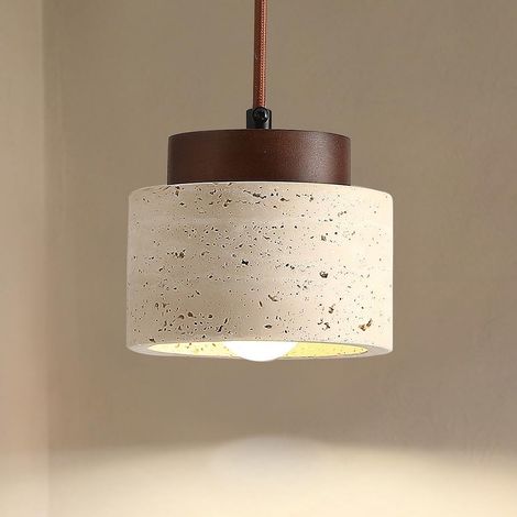7W Lustre en Pierre Calcaire Jaune Naturelle Lampe Japonais Style Wabi Sabi Luminaires Décoratif Hauteur Réglable Suspension Moderne pour Chambre Salle à Manger Salon Cuisine 12 10cm (1/5)