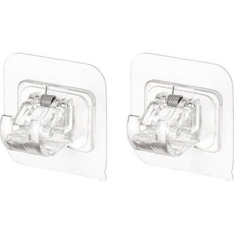 Deux crochets transparents de 66 cm pour tringle à rideaux murale (aucun perçage requis) supports de fixation adhésifs rétractables pour tringle. (1/5)