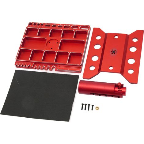 Support de réparation RC rotatif 360° réglable en hauteur verrouillable en alliage d'aluminium rouge pour station de travail auto (1/5)