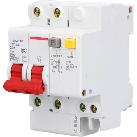 2-poliger modularer Fehlerstromschutzschalter für DIN-Schienenmontage, 230 V, 32 A, DZ47sLE C32 (1/5)