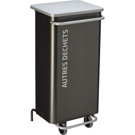 Poubelle de tri mobile Nomade - autres déchets - 110l - gris manganèse / gris clair - RAL 9022 (1/3)