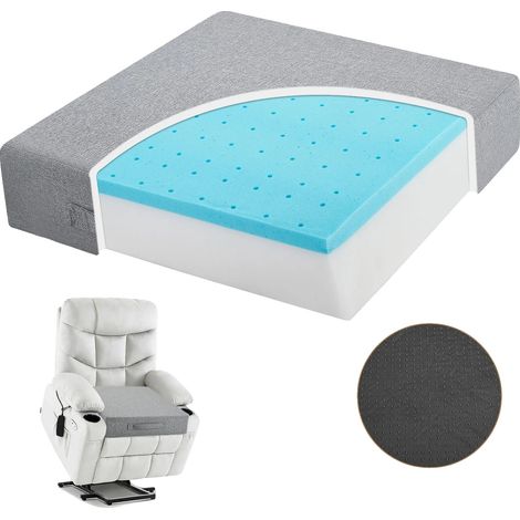 Coussin de siège de chaise, mousse à double couche, design ergonomique, Gris Clair (1/5)