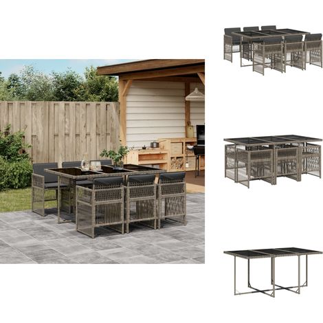 Ensemble à manger de jardin et coussins 7 pcs gris rotin - Ensemble De Salle À Manger De Jardin - Ensembles De Salle À Manger De Jardin - Ensemble De Salle À Manger D'extérieur - Ensemble De Salle À M (1/5)