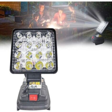 Lampe pour Makita 18 V, batterie de lampe de travail LED 27 W, batterie de projecteur LED multifonction, lampe de chantier portable, lampe de poche pour batterie lithium-ion Makita 18 V.
