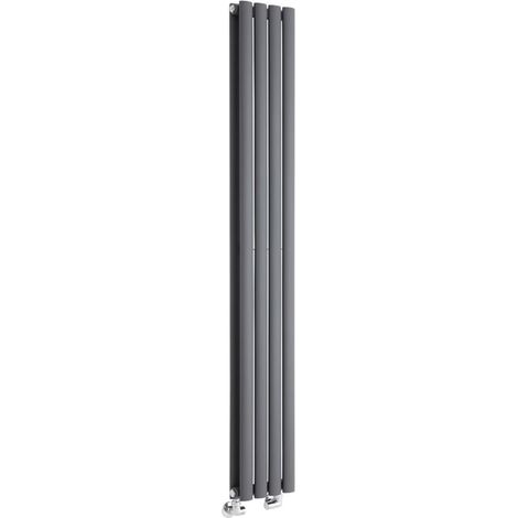 Milano Aruba Anthracite Vertical Column Double Oval Panel Radiator - 1600mm x 236mm (1/5)