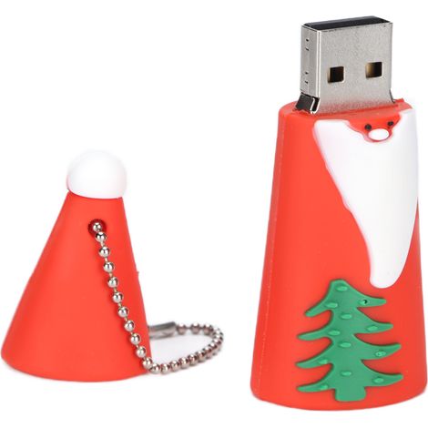 Clé USB Père Noël 64 Go, Stockage Portable USB 2.0 Rouge Mignon