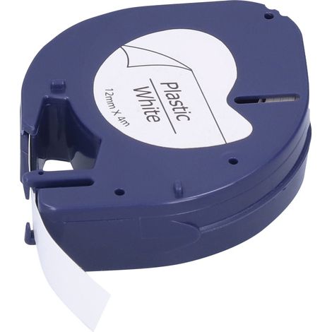 Beyamis Ruban de remplacement pour étiqueteuse DYMO LETRATAG, accessoires d'impression DIY, 12 mm x 4 mètres, lettres noires sur fond blanc, référence 91201 (1/5)