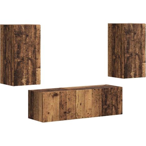 Maison Exclusive - TV-Wandregal-Set Wandmontiert 4 pcs Altholz Ho