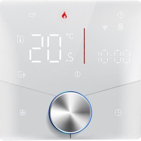 Eosnow Smart Tuya WiFi-Thermostat, Sprachsteuerung, digitaler, wöchentlich programmierbarer Temperaturreglerknopf mit dimmbarer Lichtfarbe für Wasser-/Gaskesselheizung, kompatibel mit Tmall Genie Amaz