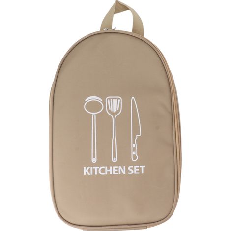 Sacoche de voyage pour ustensiles de cuisine de camping avec poignée, idéale pour le barbecue et les voyages (kaki). (1/5)
