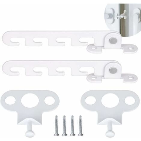 ALLIANDISOuvre-fenêtre à battants, 2 pièces, limiteur de fenêtre avec loquet de fenêtre à 4 vis (blanc) (1/4)