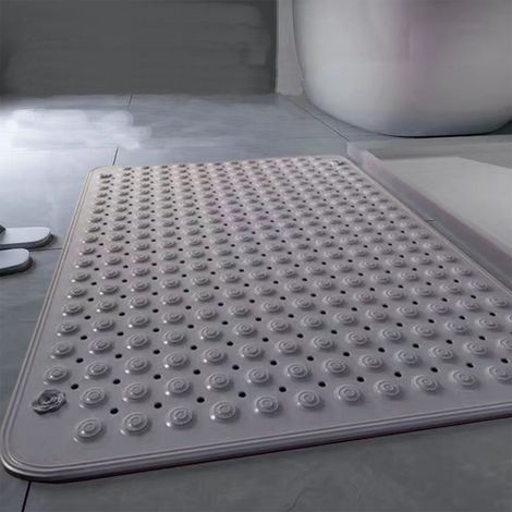 Tapis De Bain Anti-dérapant - 70 X 40 Cm - Avec Ventouses Et Trous D’évacuation De L’eau - Pour Baignoire Et Douche - Gris - 1 Pièce (1/5)