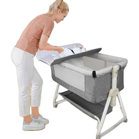 Berceau pour bébé, Utilisation polyvalente, Table à langer ergonomique, GRIS (1/2)