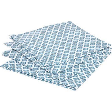 Lot de 4 Serviettes de Table "Tikal" 40x40cm Bleu (1/3)