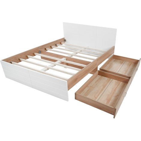 URBAN MEUBLE Lit de style scandinave avec 2 tiroirs de rangement sous le lit 160200cm (matelas non inclus) (1/5)