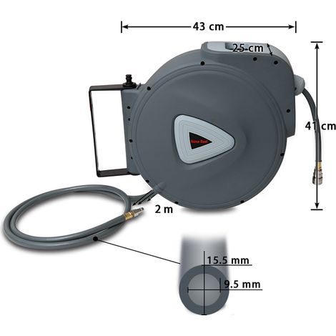 Wolketon Avvolgitubo Avvolgitubo automatico per aria compressa Avvolgitubo da 30 M Tubo flessibile per aria compressa con attacco da 1/4, incluso portagomma a parete, pressione di esercizio max.