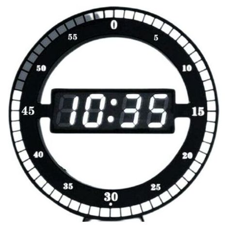 Reloj de mesa digital LED silencioso - Reloj de pared electrónico negro - Reloj de escritorio redondo - Para dormitorio (1/4)