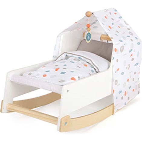 Small Foot 11813 Bambole Little Button, Utilizzabile Come Culla a Dondolo e Sdraio, dai 3 Anni in su Livello Toys, Colore Bianco, Piccolo (1/5)