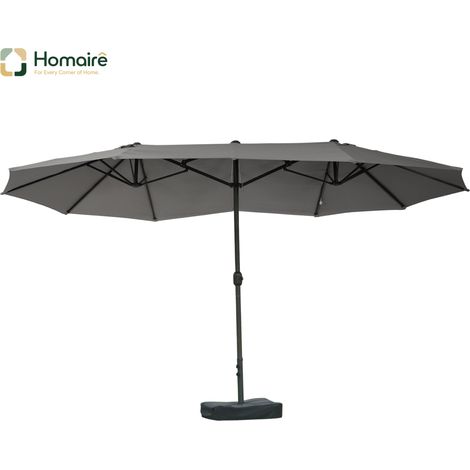 HOMAIRE Sonnenschirm Gartenschirm Doppelsonnenschirm mit Schirmständer Handkurbel Dunkelgrau Oval