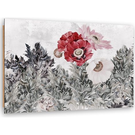 Quadro deco panel, Poppie rosse dipinte in giardino - 100x70 (1/5)