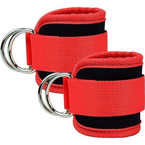 Longziming - Sangles de cheville rouges pour machine à câbles – 2 sangles de cheville réglables pour le renforcement musculaire, les fessiers et les jambes – Convient aux femmes et aux hommes (1/5)