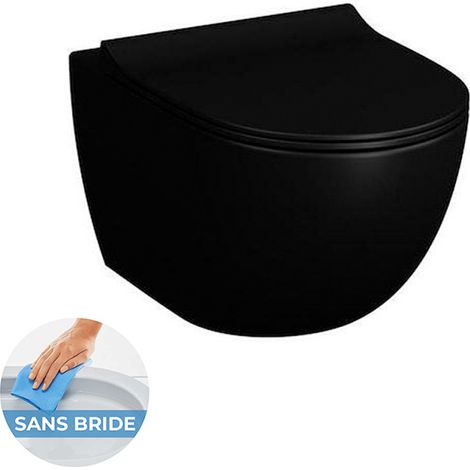 SENTO Noir mat Cuvette RIM-EX (sans bride) et abattant ultra-fin avec frein de chute (7748B083-0075 + 120-083R009-BP) (1/5)