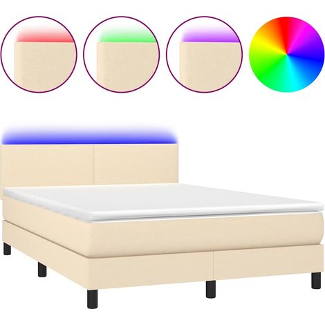 Maison Exclusive - Letto a Molle con Materasso e LED Crema 140x200 cm in Tessuto (1/5)