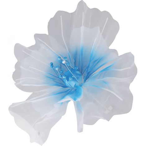 Fleur en gaze et organza Ø 19,7 pouces souple teintes éclatantes légère réutilisable artisanale pour noces photographie famille bleu (1/5)
