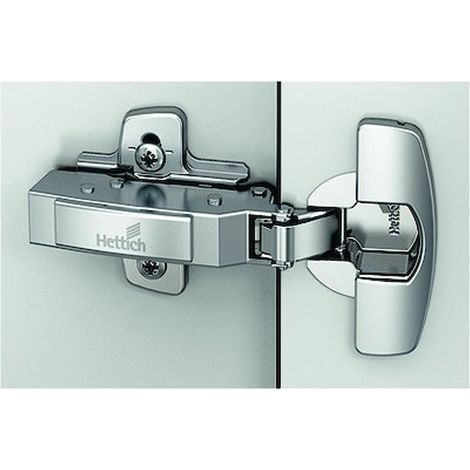 Charnière invisible ouverture 95°avec amortiseur pour porte épaisse SENSYS à enfoncer applique coudure 0 mm - HETTICH