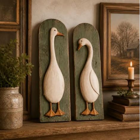 Handmade Rustic Goose Wall Art Set - Creative Desktop Decoration (1/5)