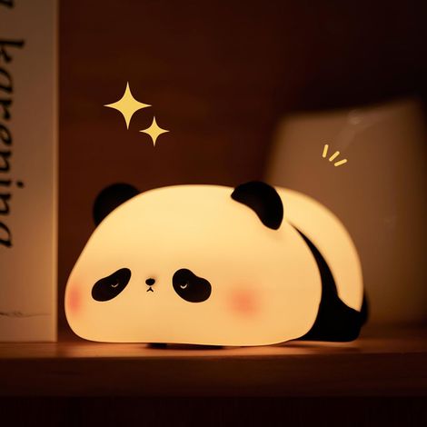 Veilleuse panda pour chambre d'enfant, veilleuse en silicone mignonne pour chambre d'enfant, veilleuse tactile, lampe de chevet rechargeable USB pour bébés, enfants, tout-petits, femmes, adolescents e (1/5)