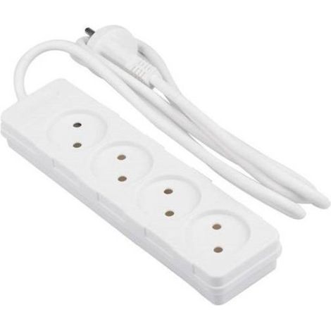 Multiprise électrique 4 prises, câble 1,5 m, blanche (1/2)