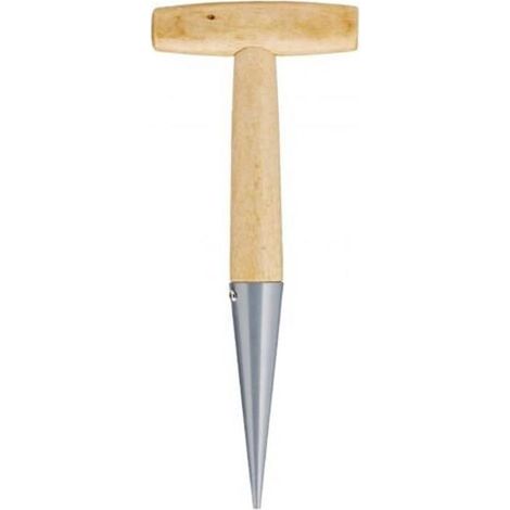Bêche à bulbes pointue, 28 cm - Bêche manuelle avec manche en bois robuste - Idéale pour le jardinage adulte, marron (1/4)