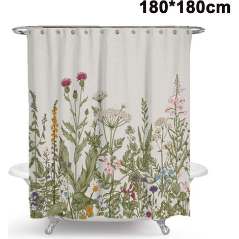 Rideau De Douche - Polyester Impermeable - Anti-moisissure - 180 X 180 Cm - Avec 12 Anneaux (1/5)