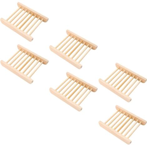Porte-savons en bois KICHOUSE lot de 6 avec système d'égouttage , multifonctionnel et au design créa (1/5)