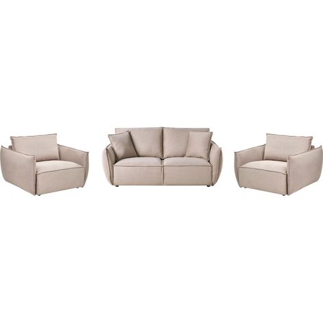 Sofa Set 5-Sitzer KUNES Stoff Taupe (1/5)