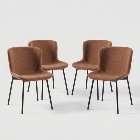 Set 4 sedie imbottite in tessuto con gambe metallo Rann - Rosso (1/5)
