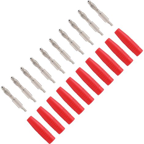 Lot de 10 fiches bananes mâles à souder de 4 mm (22,040) pour multimètre, cordons de test et haut-parleurs (rouge). (1/5)