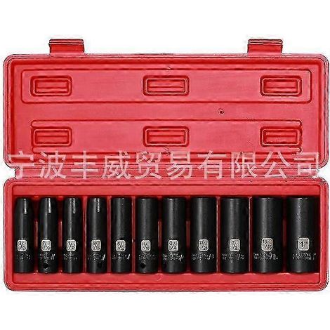 Coffret de 11 douilles à impact allongées, métriques et impériales, de 3/8 pouce à 1 pouce, hexagonales, pneumatiques (1/5)