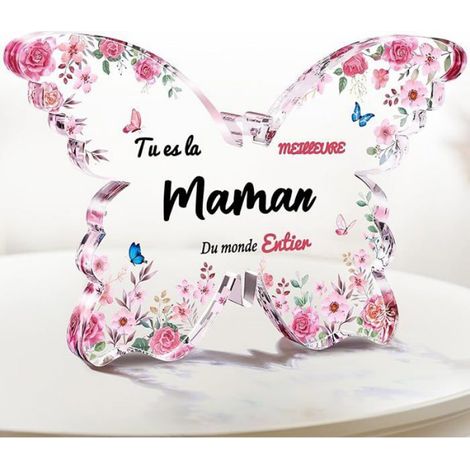 Plaque Acrylique Forme Papillon - 13,9 x 9 x 1,2 cm - Décoration Intérieure - Cadeau Maman - 1 Pièce (1/4)