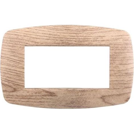 Ettroit Plaque compatible Bticino Livinglight 4 modules slim plastique, coloris bois clair - LN87404 (1/2)