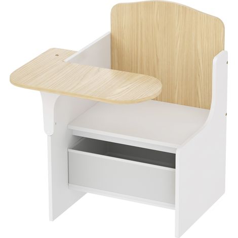 Set Tavolo e Sedia per Bambini 3-5 Anni con Motivi a Cuore Contenitore Integrato in Legno MDF Bianco (1/5)