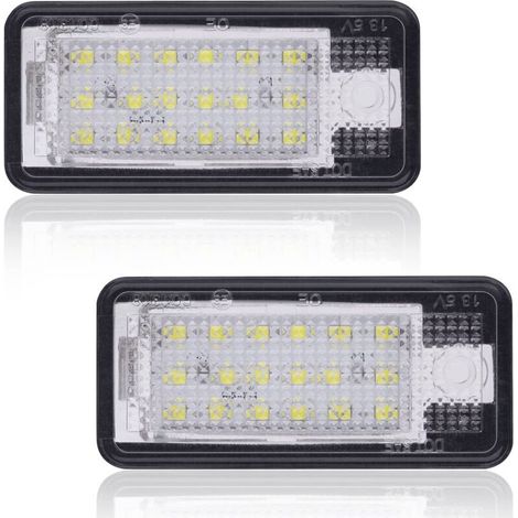LED Éclairage Plaque D'immatriculation Auto Ampoules Super Brillant CanBus Sans Erreur 6000K Xénon Blanc 18SMD, 2PCS LED Plaque D'immatriculation pour A/udi A3 S3 A4 S4 A6 S6 C6 A8 S8 Q7 RS4 RS6