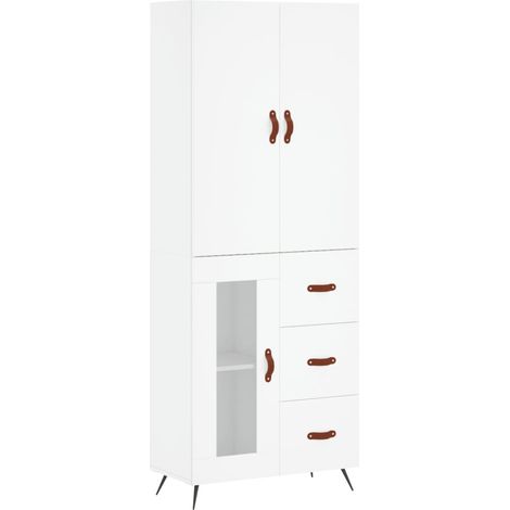 Aparador cómoda mueble de almacenaje organizador cocina salón salón alto 695 x 34 x 180 cm madera de ingeniería blanco 020032654