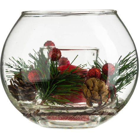 Ball Kerze Dekoratives Glas - Rot grün (1/5)