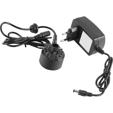Un atomiseur de couleur à 12 LED, adapté aux fontaines et aux bassins, avec adaptateur secteur, 110-240V. (1/5)