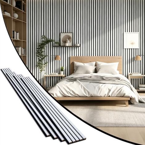 Lot de 4 panneaux acoustiques 3D - 120 x 60 x 2,2 cm - Aspect bois - Panneaux muraux aspect bois - Pour salon, cuisine, isolation acoustique, studio (marbre blanc) (1/5)