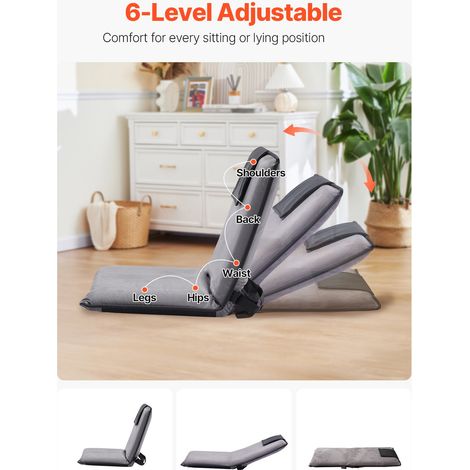 Chaise de sol pliante, fauteuil de sol à 6 positions réglables, chaise de méditation portable avec dossier pour lire, regarder la t… (1/5)